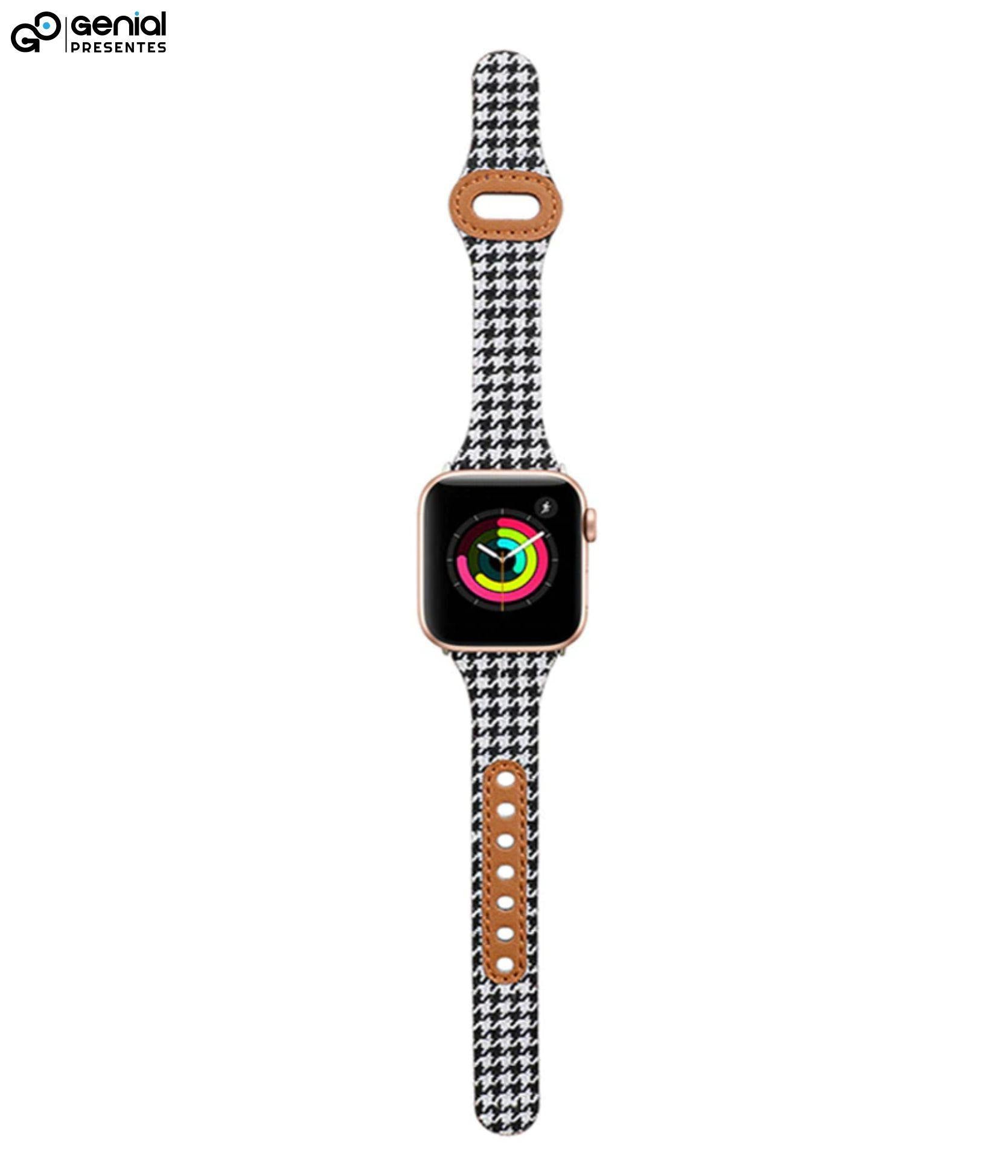 Pulseira Xadrez em couro para Apple Watch - Genial Presentes