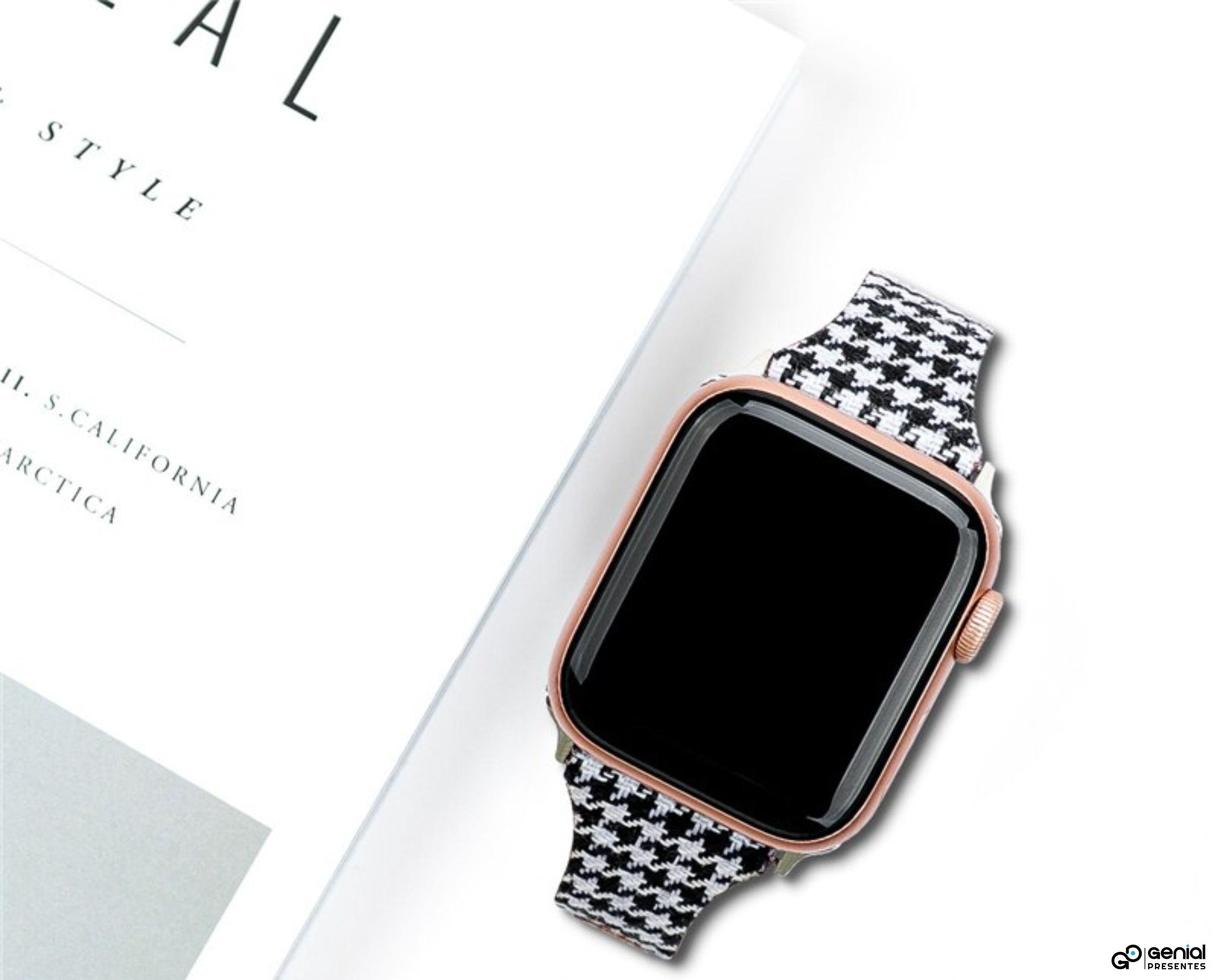 Pulseira Xadrez em couro para Apple Watch - Genial Presentes